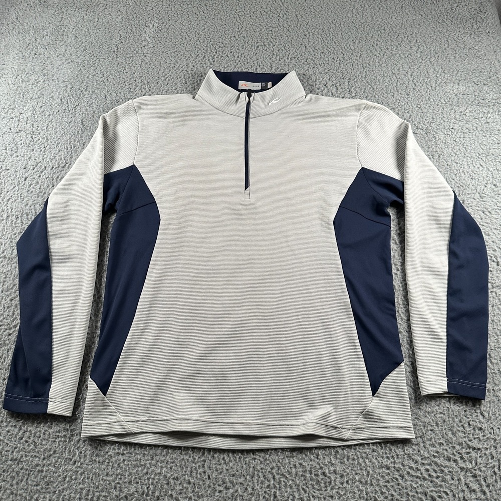 Kjus 1/4‎ Zip Roman Midlayer Pullover Performance Style Jacket Blue Gray Mens L